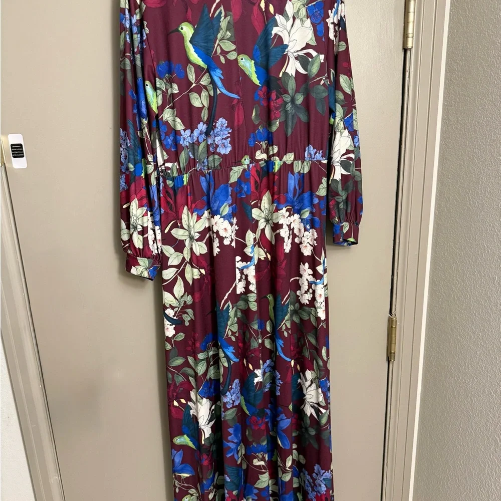 Eloquii Plum Floral Long Sleeve Dress - Picture 2 of 5